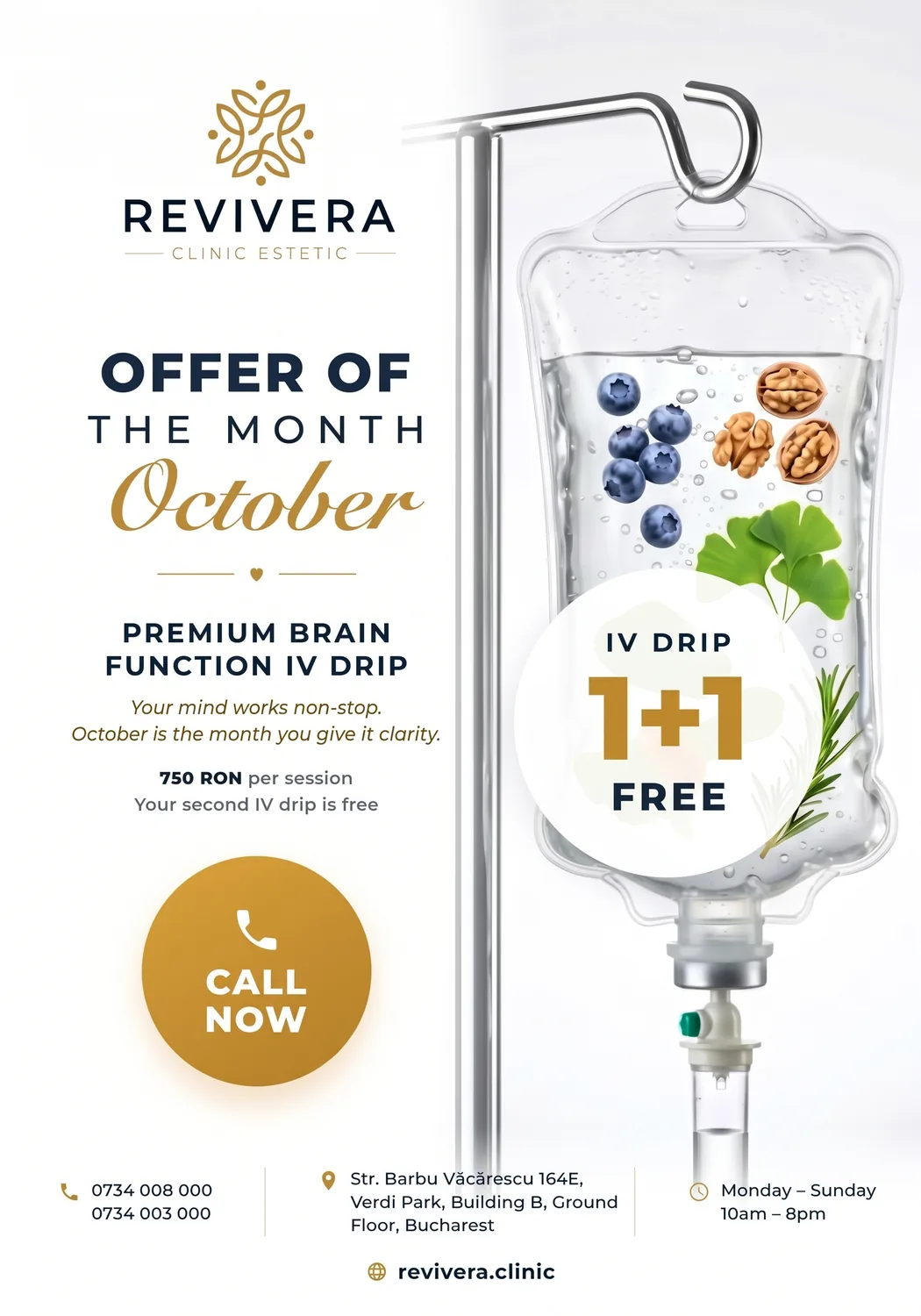 October offer — Premium Brain Function IV, 1+1 free at Revivera Clinic