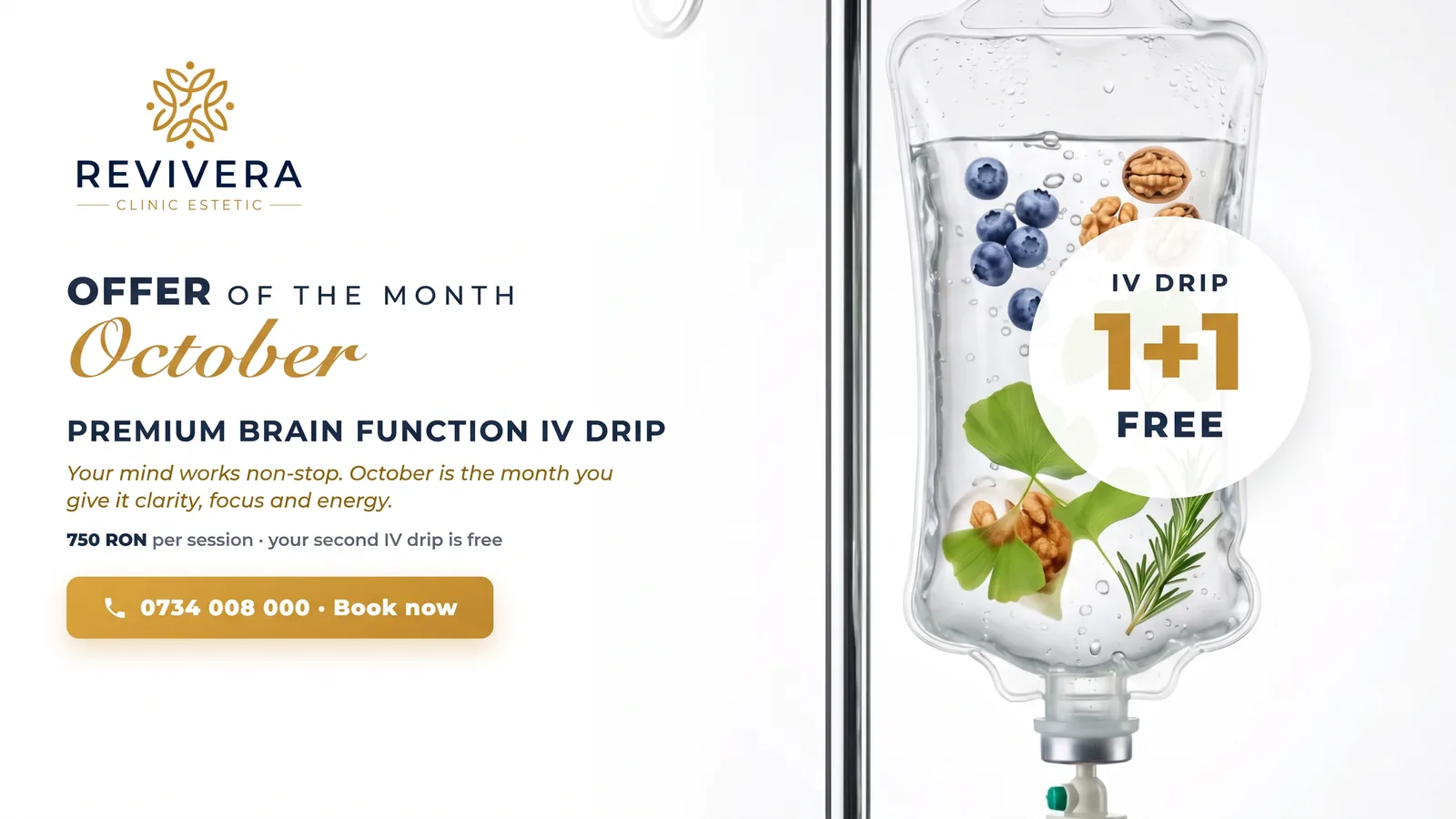 October offer — Premium Brain Function IV, 1+1 free at Revivera Clinic