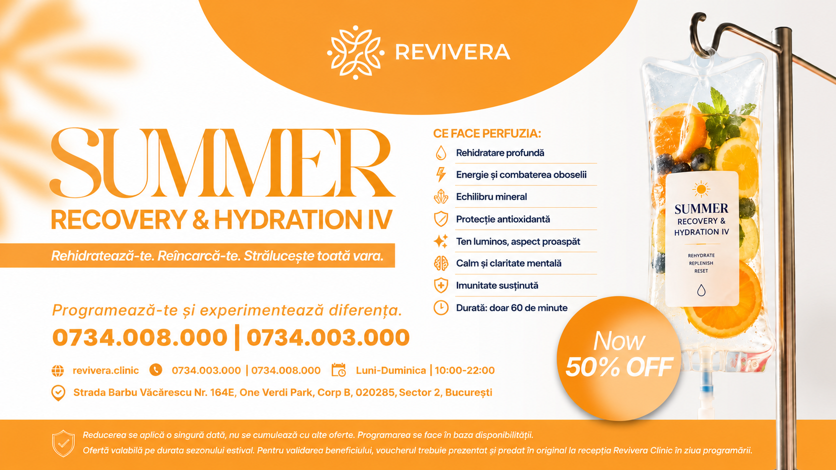Promoție Summer Recovery & Hydration IV — 50% reducere
